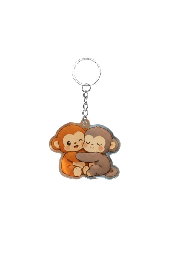 Protect Punch The Monkey Keychain, Cute Monkey Holding Plush Toy Hanging Keychain for Backpack Purse Car Keys Gift