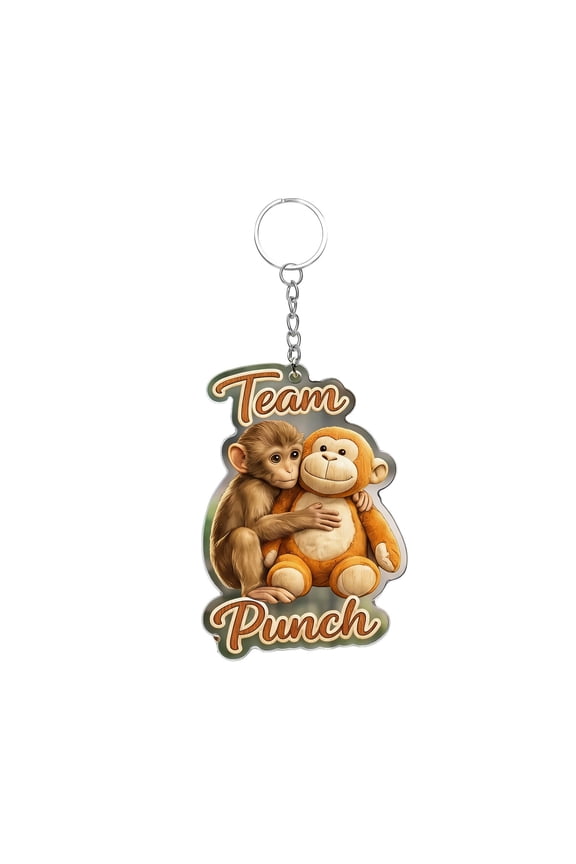 Protect Punch The Monkey Keychain, Cute Monkey Holding Plush Toy Hanging Keychain for Backpack Purse Car Keys Gift