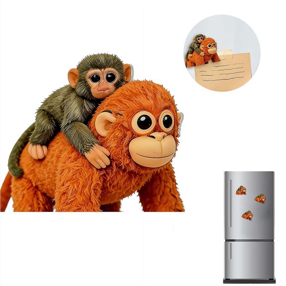 Protect Punch The Monkey Refrigerator Magnet, Cute Acrylic Monkey Figurine with Big Eyes, 3 Inch Animal Fridge Decor for Kitchen Office Gift