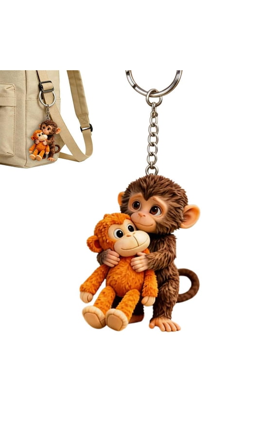 Protect Punch the Monkey Keychain – 3D Plush Monkey, Hanging Keychain for Bags, Keys, and Gifts