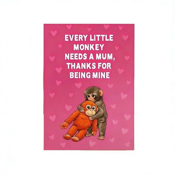 Protect Punch the Monkey Mothers Day Card – Message Greeting Card from Husband or Kids, Cute Baby Monkey Card for Mom, Mama, Mum