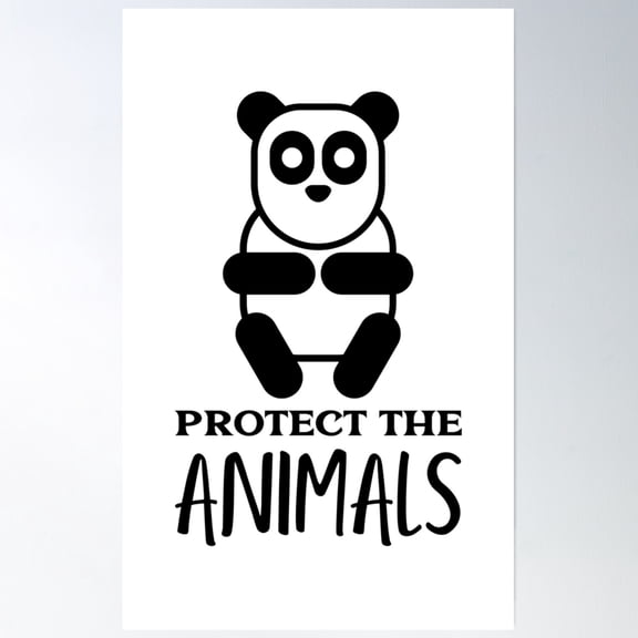 Protect The Animals - Panda Icon Poster Wall Art, Modern Wall Decor, 8x12 UNFRAMED