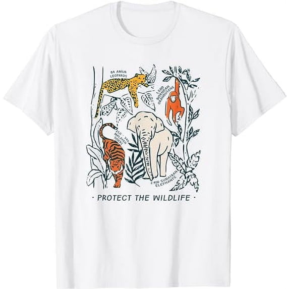 Protect The Wildlife Botanical Chart Shirt Endangered Animal T-Shirt