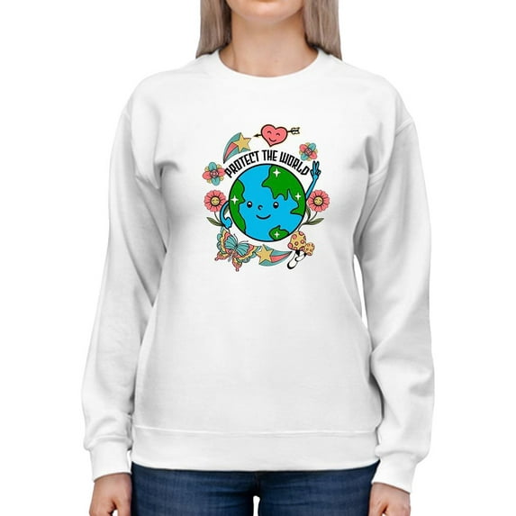 Protect The World Quote Sweatshirt Women -Image by Shutterstock, Female 5X-Large