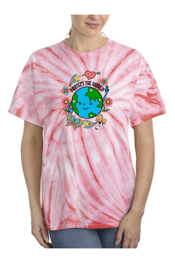 Protect The World Quote Tie Dye Cyclone Women -Image by Shutterstock, Female Medium