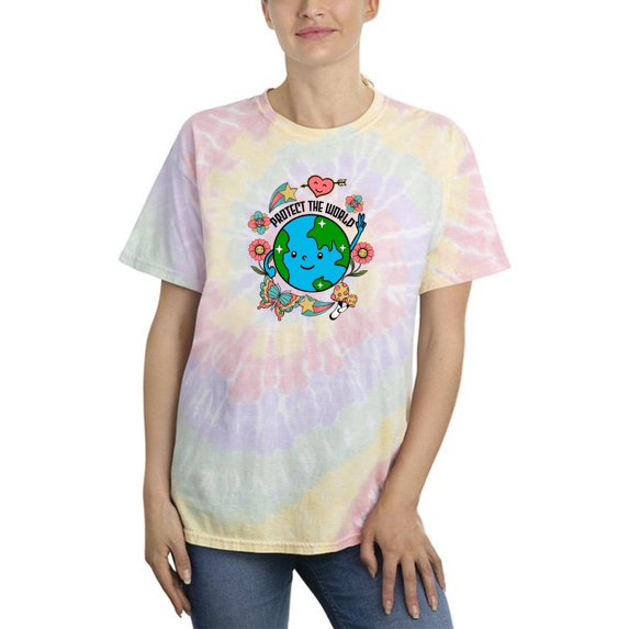 Protect The World Quote Tie Dye Spiral Women -Image by Shutterstock, Female x-Large
