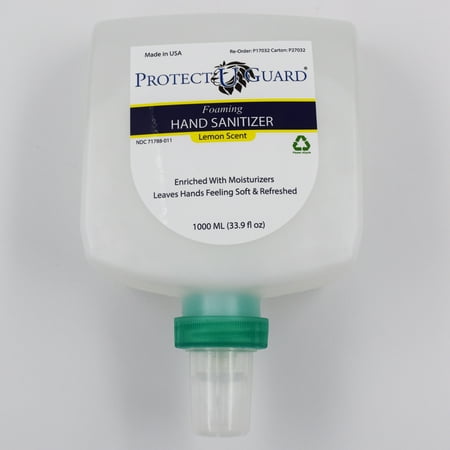 Protect U Guard Foaming Alcohol Hand Sanitizer, Lemon Scent, 1 Liter Dispenser Refill (Requires Dispenser Sold Separately)