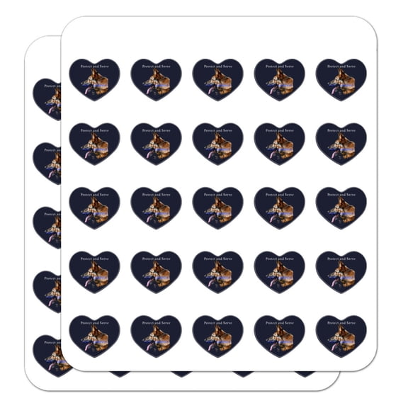 Protect and Serve K9 Police Thin Blue Line German Shepherd Dog Heart Shaped Planner Calendar Scrapbook Craft Stickers