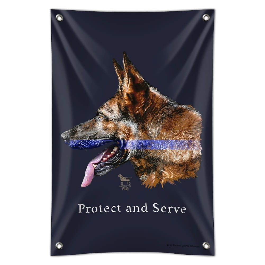 Protect And Serve K9 Police Thin Blue Line German Shepherd Gift Wrap Paper