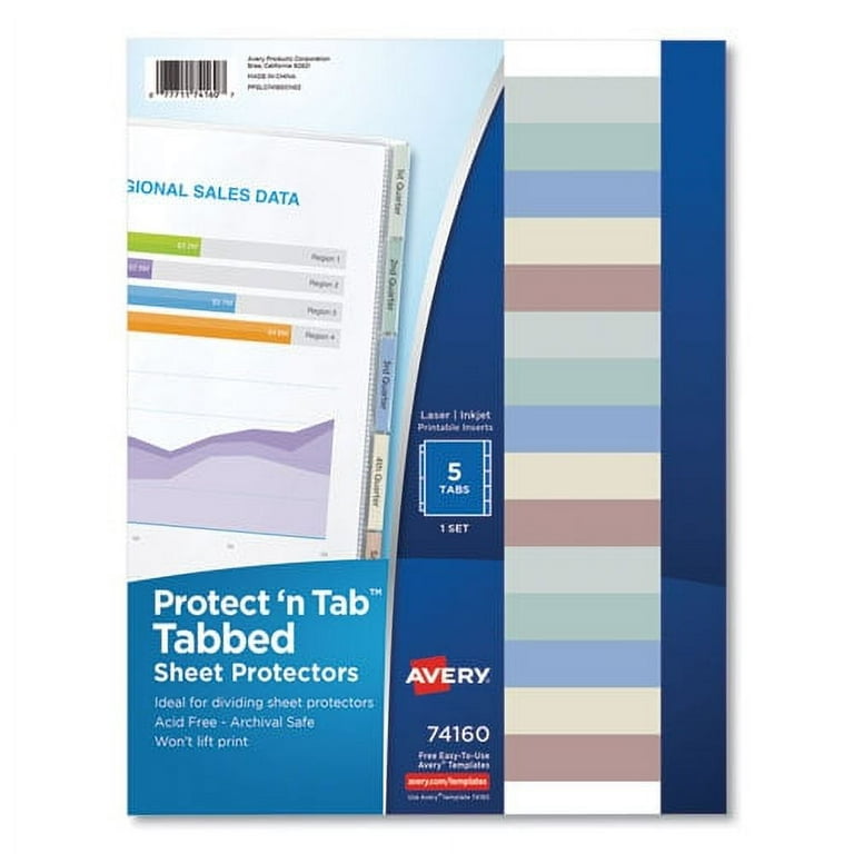 Protect 'n Tab Top-Load Clear Sheet Protectors w/Five Tabs, Letter Protect 'n Tab Top-Load Clear Sheet Protectors w/Five Tabs, Letter