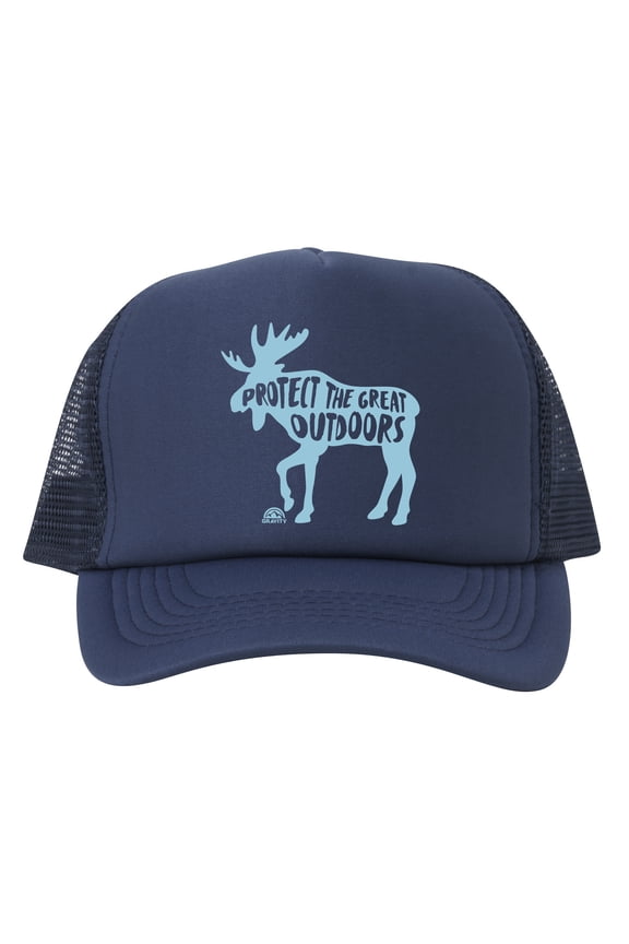 Protect the Great Outdoors Moose Trucker Hat - Black - Navy