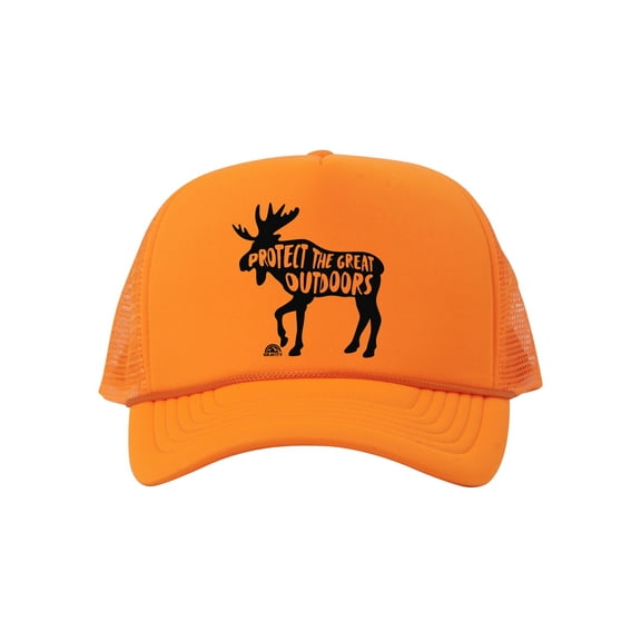 Protect the Great Outdoors Moose Trucker Hat w/ Rope Brim - Neon Orange