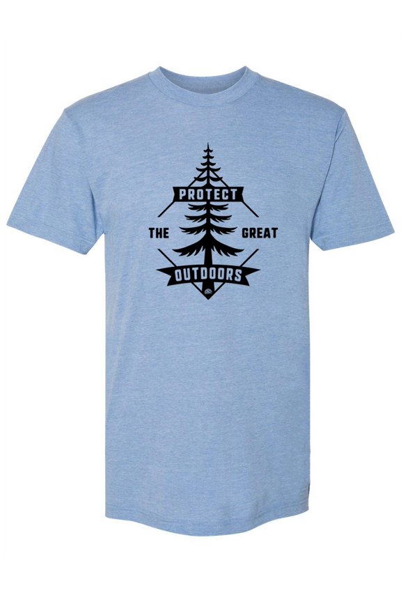 Protect the Great Outdoors USA Made Tri-Blend T-Shirt - Black Logo - Ath Blue - Medium