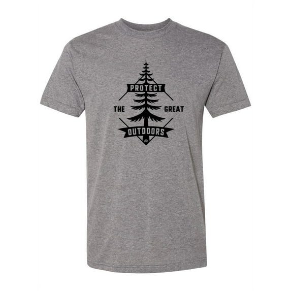 Protect the Great Outdoors USA Made Tri-Blend T-Shirt - Black Logo - Ath Grey - X-Large