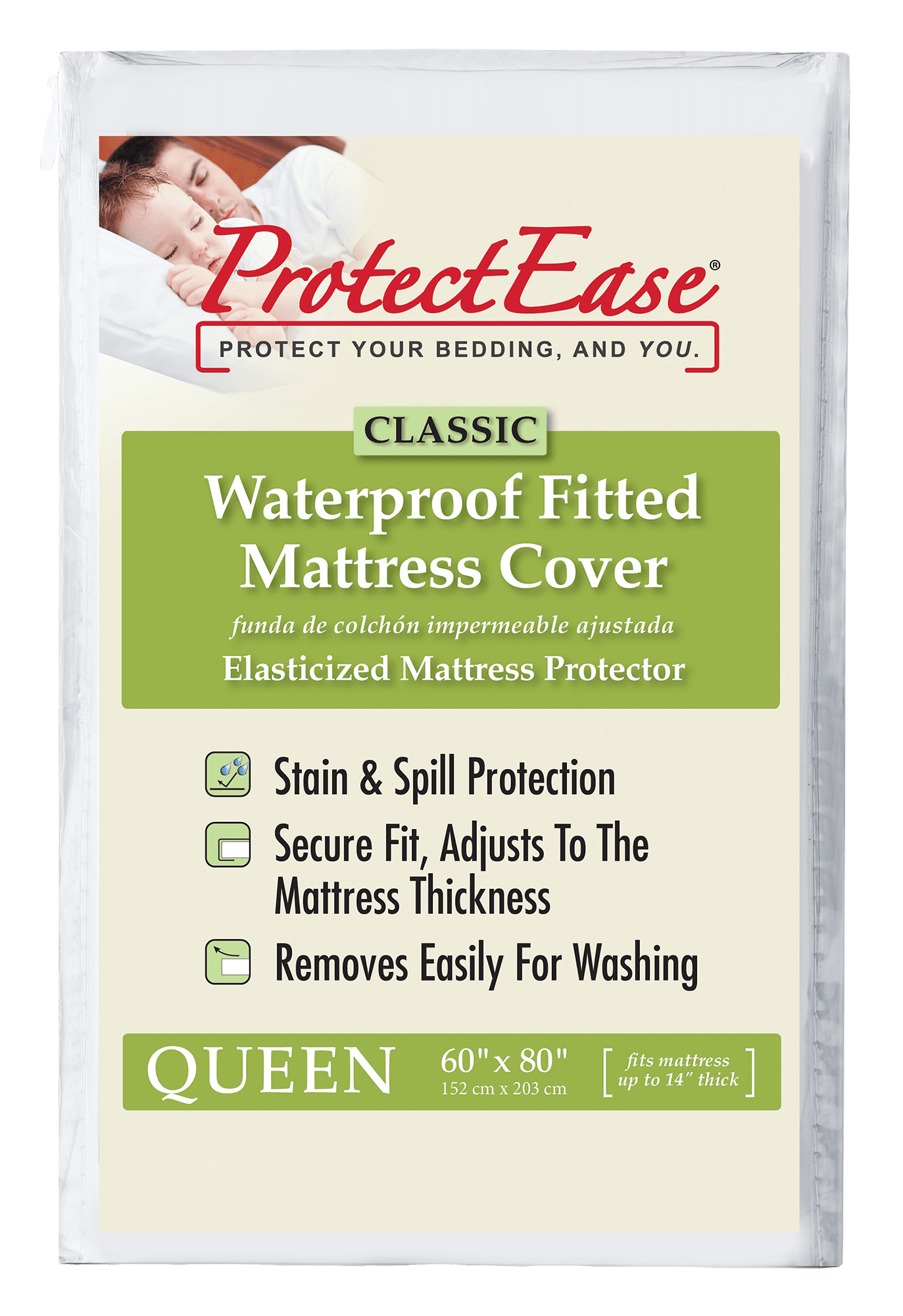 Queen Classic Waterproof Fitted Mattress Cover