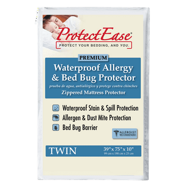 ProtectEase Premium Waterproof Zippered Mattress Protector, Twin