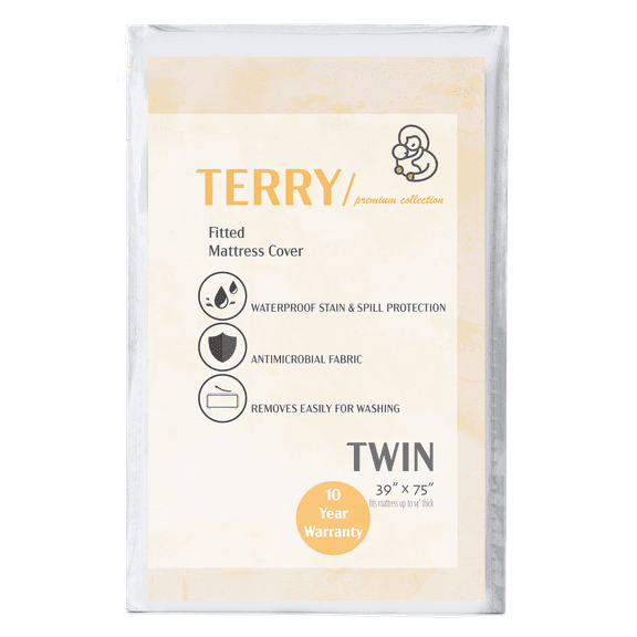 ProtectEase Terry Fitted Mattress Protector, Twin