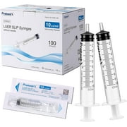 ProtectX 100 Pack 10ml Disposable Luer Slip Sterile Dispenser/Syringe No Needle Individually Sealed, Smooth and Accurate Dispensing for Science Labs