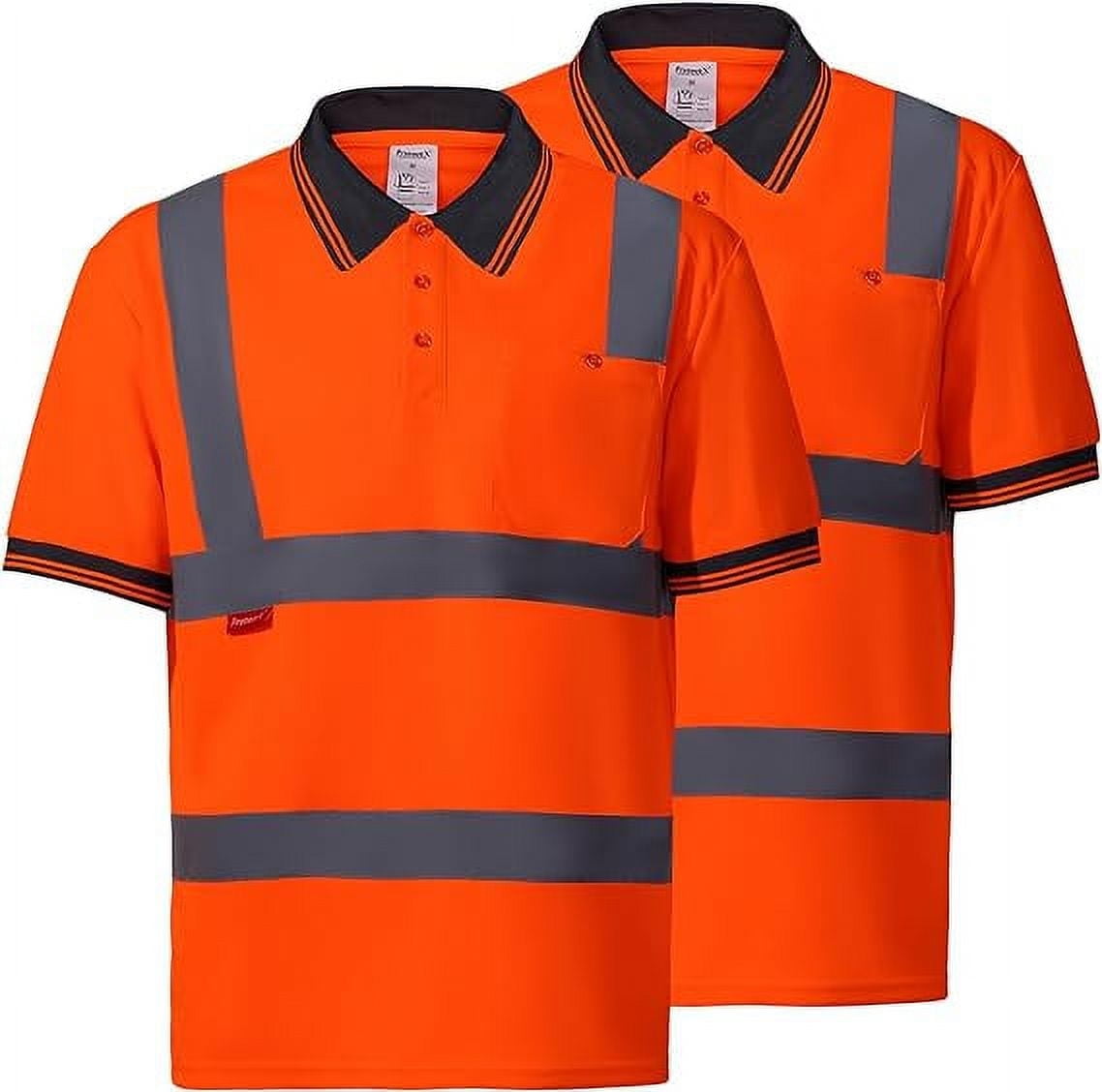 ProtectX 2 Pack Hi Vis Short Sleeve Reflective Polo Shirts, Safety Work ...