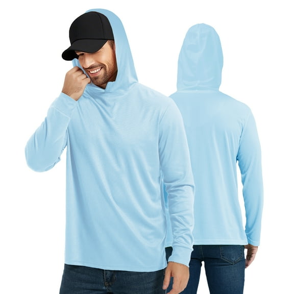 ProtectX 2-Pack High Visibility Lightweight Long Sleeve Hoodie, Sun Protection UPF 50  Quick-Dry, SPF UV Shirt, Active Wear - Artic, Large