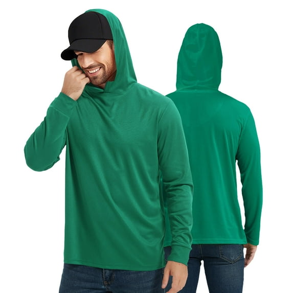 ProtectX 2-Pack High Visibility Lightweight Long Sleeve Hoodie, Sun Protection UPF 50+ Quick-Dry, SPF UV Shirt, Active Wear - Forest Green, 4X-Large