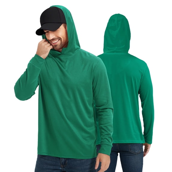 ProtectX 2-Pack High Visibility Lightweight Long Sleeve Hoodie, Sun Protection UPF 50+ Quick-Dry, SPF UV Shirt, Active Wear - Forest Green, Large