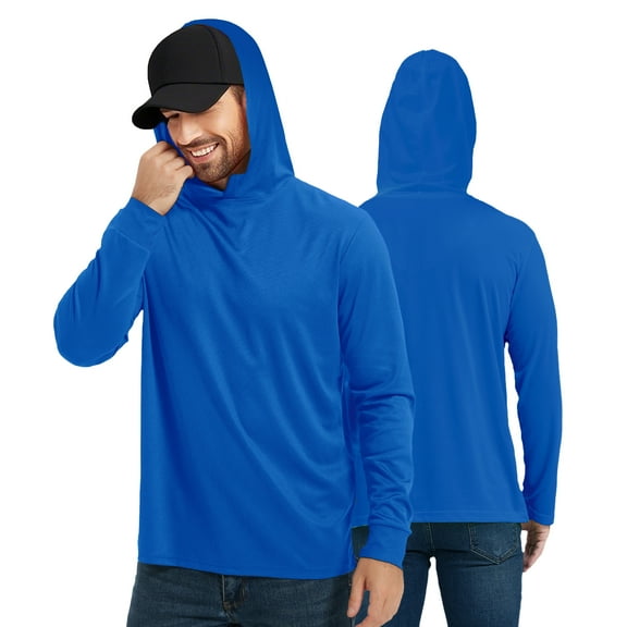 ProtectX 2-Pack High Visibility Lightweight Long Sleeve Hoodie, Sun Protection UPF 50  Quick-Dry, SPF UV Shirt, Active Wear - Royal Blue, Large