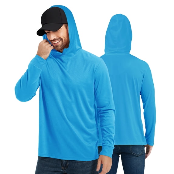ProtectX 2-Pack High Visibility Lightweight Long Sleeve Hoodie, Sun Protection UPF 50+ Quick-Dry, SPF UV Shirt, Active Wear - Sky Blue, Large