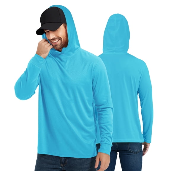 ProtectX 2-Pack High Visibility Lightweight Long Sleeve Hoodie, Sun Protection UPF 50+ Quick-Dry, SPF UV Shirt, Active Wear - Turquoise, X-Large