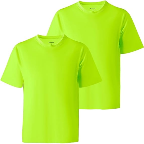 ProtectX 2-Pack High Visibility Short Sleeve Construction Work T-Shirts, Comfortable Cotton Blend Men's Athletic Shirt