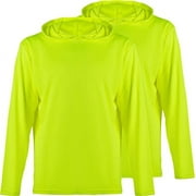 ProtectX 2 Pack High Visibility Sun Protection Lightweight Long Sleeve Hoodie, UPF 50+ Quick-Dry, SPF UV Shirt, Active Wear - Neon Green