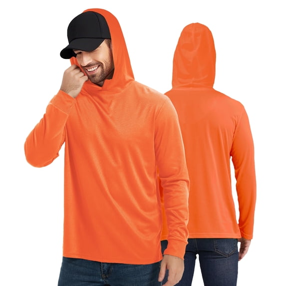 ProtectX 2 Pack High Visibility Sun Protection Lightweight Long Sleeve Hoodie, UPF 50+ Quick-Dry, SPF UV Shirt, Active Wear - Orange