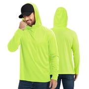 ProtectX 2 Pack High Visibility Sun Protection Lightweight Long Sleeve Hoodie, UPF 50+ Quick-Dry, SPF UV Shirt, Active Wear - Neon Green