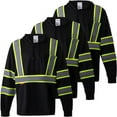 thumbnail image 1 of ProtectX 3-Pack High Visibility Heavy-duty Long Sleeve Reflective Safety T-Shirt with hat, Type R Class2, Black - Small, 1 of 5