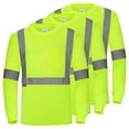 thumbnail image 1 of ProtectX 3-Pack Men's High Visibility Heavy Duty Breathable Long Sleeve Reflective Safety T-Shirts for Work Warehouse Construction, Class 2, Green - 3X Large, 1 of 7