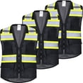 thumbnail image 1 of ProtectX 6 Pockets High Visibility Zipper Front Safety Vest with Reflective Tape Strips, Lightweight & Solid Front Mesh Back, ANSI/ISEA Certified Class 2, Black - Large, 1 of 7