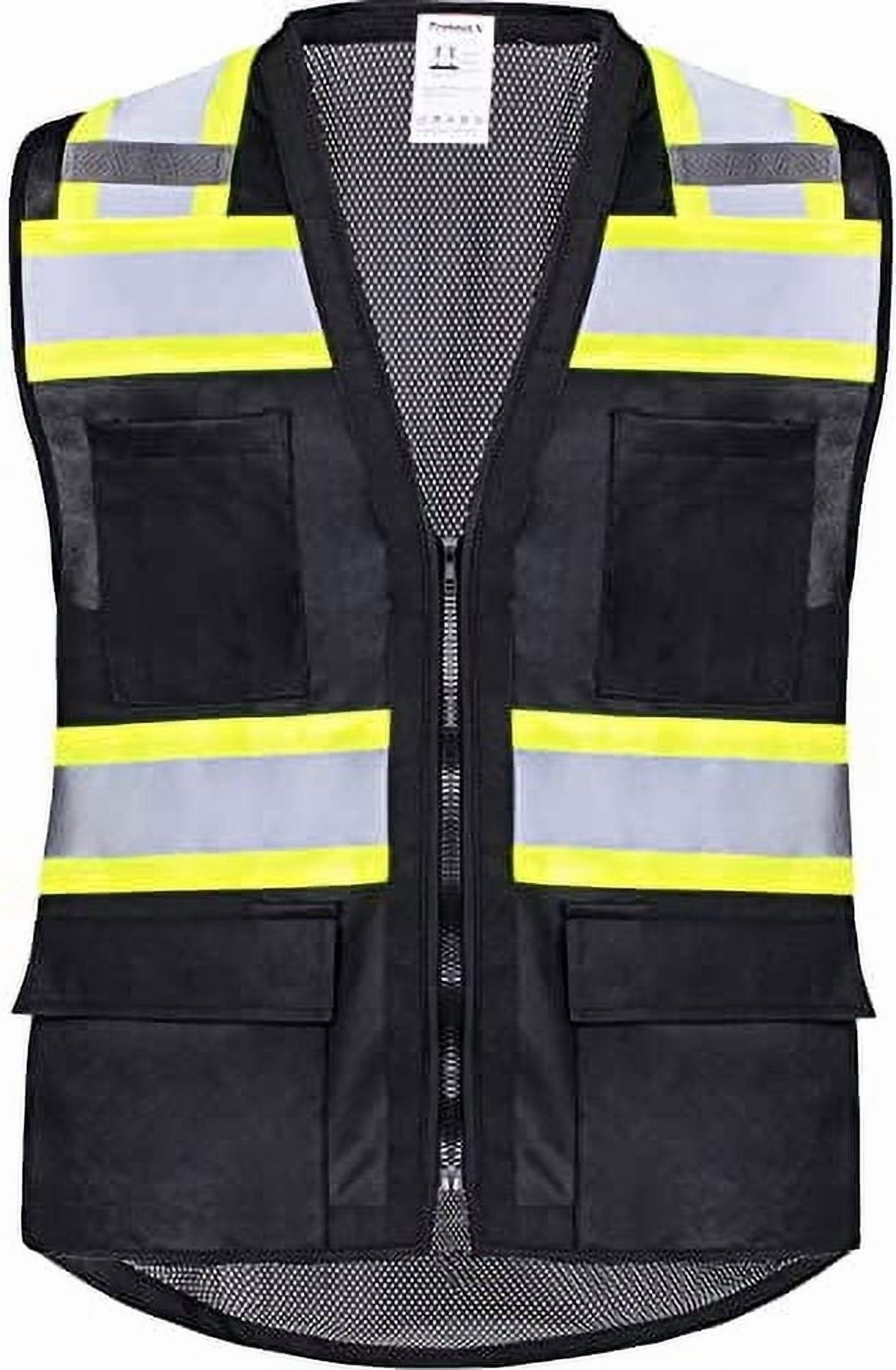 ProtectX High Visibility Reflective Safety Vest, 6 Pockets, Zipper ...
