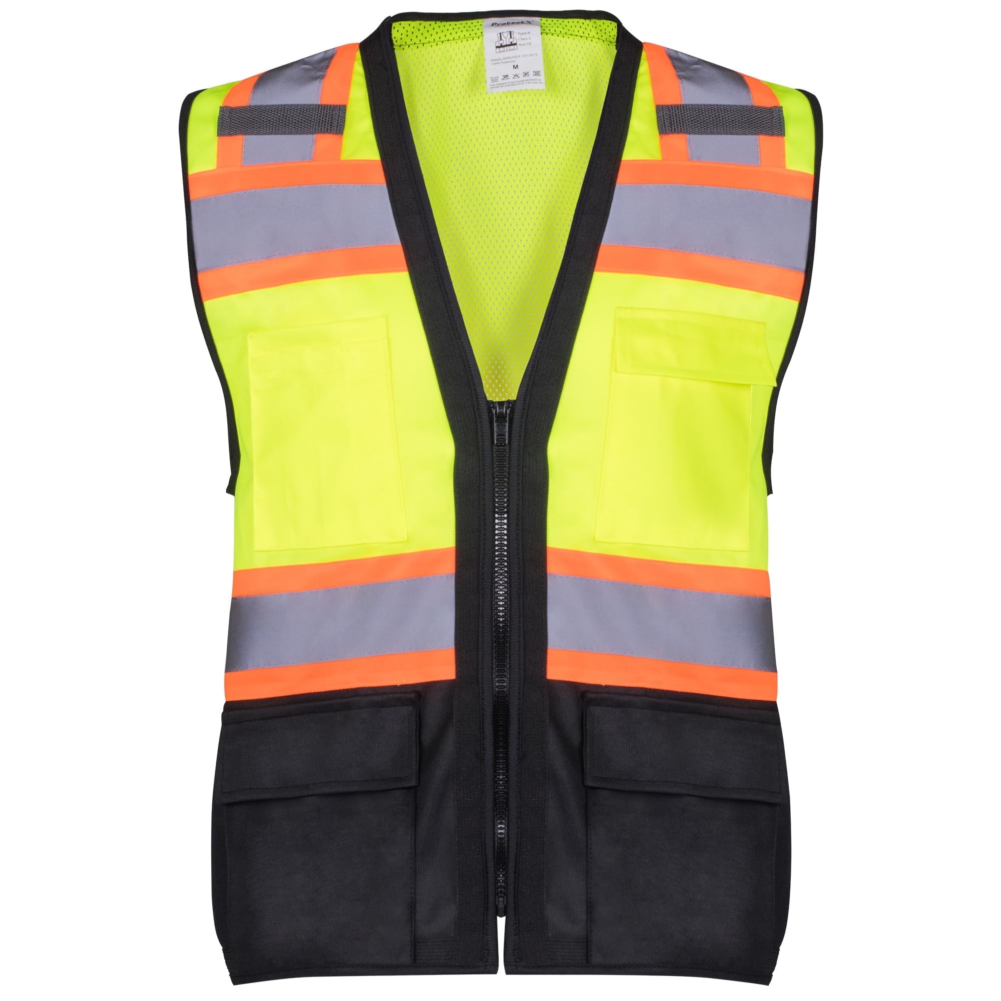 ProtectX 6 Pockets High Visibility Zipper Front Safety Vest with ...