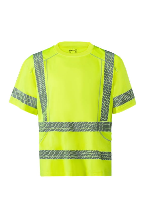 Class 3 High Visibility Shirts for Men Reflective Safety Hi Vis T Shirt Short Sleeve Construction Work Shirt Green Large