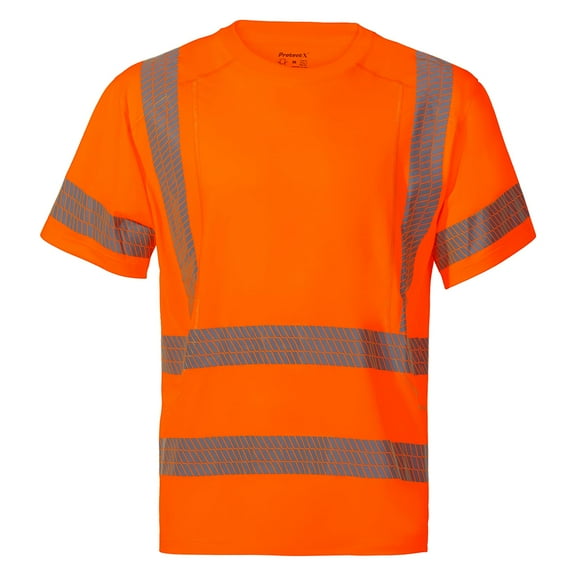 ProtectX Class 3 High Visibility Shirts for Men Reflective Safety Hi Vis T Shirt Short Sleeve Construction Work Shirt Orange X-Large