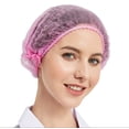 thumbnail image 1 of ProtectX 500 Pack Pink Disposable Hair Nets, Elastic Head Cover, Bouffant Caps, Sanitation Head Cover for Food Service, Spa Men & Women - 21 inch, 1 of 7