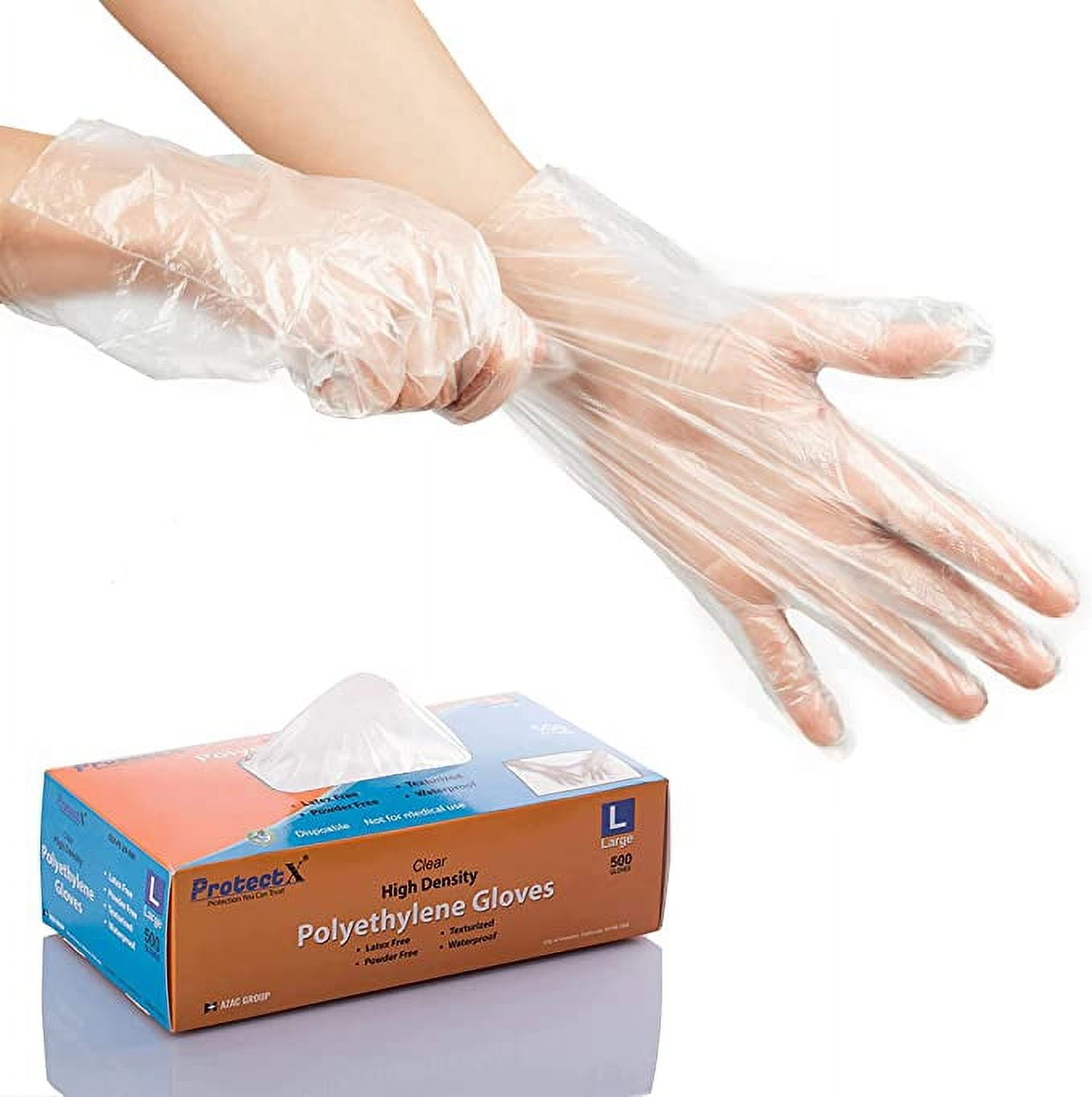 ProtectX Large Disposable Food Prep Gloves, 500 PCS, Good Grip, Tear