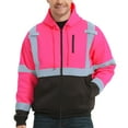 thumbnail image 1 of ProtectX High Visibility Safety Sweatshirt for Women Men, Class 3 Hi Vis Hoodie with large Pocket, Hooded Full-Zip Reflective Sweatshirt for Work & Construction, Pink, XX-Large, 1 of 7