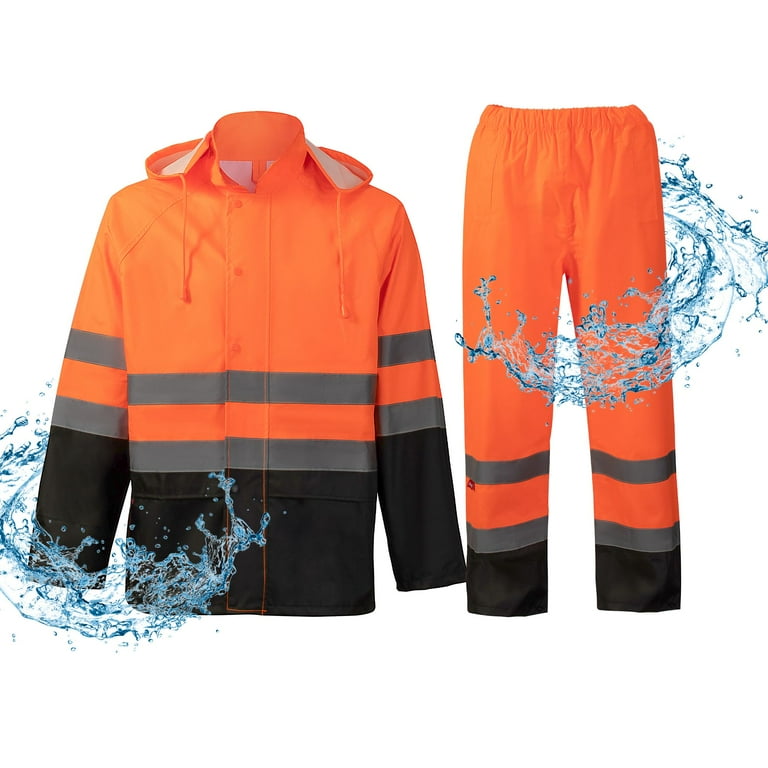 ProtectX Hi Vis Waterproof Reflective Rain Jacket and Pants - Main Image