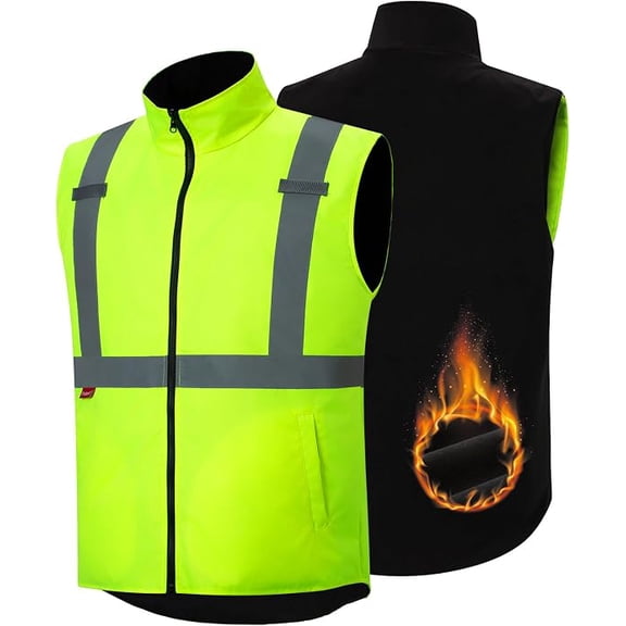 ProtectX Hi Vis Reversible Winter Insulated Safety Vest for Men Green M