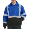 thumbnail image 1 of ProtectX Hi Vis Safety Hoodie for Men Women, Class 3 Reflective High Visibility Sweatshirt with Large Pocket, Long Sleeve Hooded Drawstring Pullover for Work & Construction, Blue, 3X-Large, 1 of 8