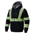 thumbnail image 1 of ProtectX Hi Vis Safety Hoodie for Men Women Fleece Lined Class 3 High Visibility Sweatshirt Reflective Jacket Black Small, 1 of 8