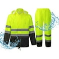 thumbnail image 1 of ProtectX Hi Vis Safety Rain Jacket and Pants, Waterproof Reflective Rain Gear for Farming Fishing Work, Men Women Rain Suit with Inner Mesh Lining and Pockets, Green, 1 of 7
