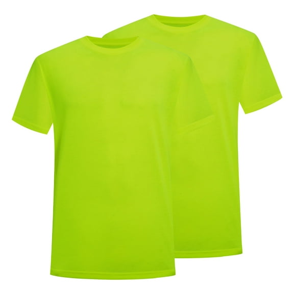 ProtectX Hi Vis Shirts for Men, High Visibility Short Sleeves Shirt, Reflective Safety Shirts for Men, Construction Work Shirts, Comfortable, Breathable, Green, Small