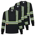 thumbnail image 1 of ProtectX 3-Pack Men's High Visibility Heavy Duty Breathable Long Sleeve Reflective Safety T-Shirts for Work Warehouse Construction, Class 2, Black - 3X Large, 1 of 10